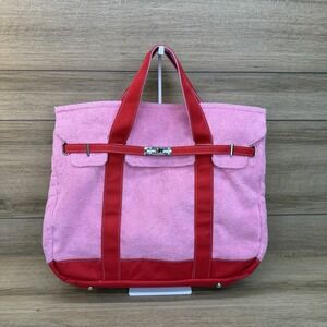 NEW Boatkin Sunwin Madaket Large Classic Tote Bag Terry Cloth Canvas Red Pink